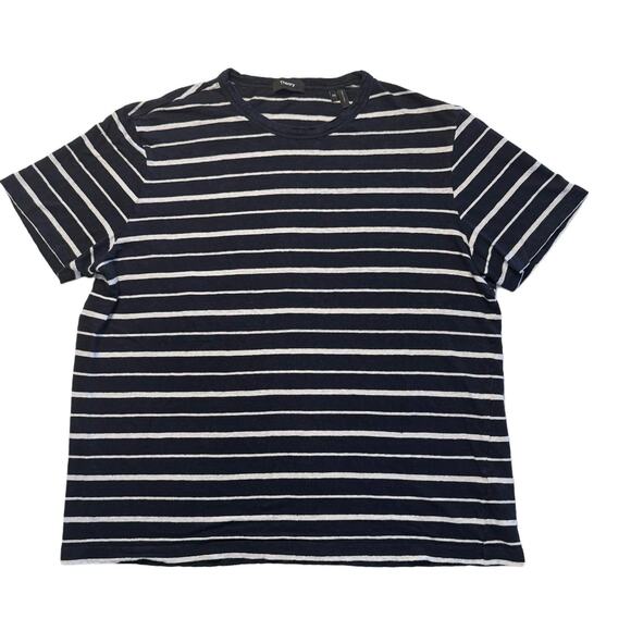 Theory Women's XXL Blue/White T-shirt, LINEN & Cotton Beach/ Preppy/ Plus Size - Picture 1 of 4